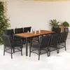 Image de vidaXL Ensemble à manger de jardin 9pcs coussins noir résine tressée