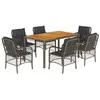 Image de vidaXL Ensemble à manger de jardin et coussins 7 pcs gris rotin