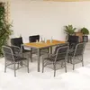 Image de vidaXL Ensemble à manger de jardin et coussins 7 pcs gris rotin