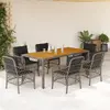 Image de vidaXL Ensemble à manger de jardin et coussins 7 pcs gris rotin