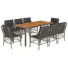 Image de vidaXL Ensemble à manger de jardin 9 pcs avec coussins Gris