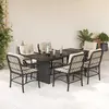 Image de vidaXL Ensemble à manger de jardin coussins 7pcs Noir Résine tressée