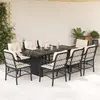 Image de vidaXL Ensemble à manger de jardin 9pcs coussins noir résine tressée