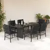 Image de vidaXL Ensemble à manger de jardin coussins 7pcs Noir Résine tressée
