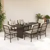 Image de vidaXL Ensemble à manger de jardin et coussins 7 pcs marron rotin