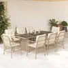 Image de vidaXL Ensemble à manger de jardin et coussins 9 pcs beige Poly rotin