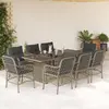 Image de vidaXL Ensemble à manger de jardin et coussins 9 pcs gris clair rotin