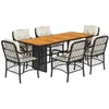 Image de vidaXL Ensemble à manger de jardin coussins 7pcs Noir Résine tressée