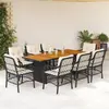 Image de vidaXL Ensemble à manger de jardin 9pcs coussins noir résine tressée