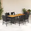Image de vidaXL Ensemble à manger de jardin coussins 7pcs Noir Résine tressée