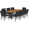 Image de vidaXL Ensemble à manger de jardin 9pcs coussins noir résine tressée