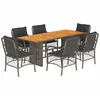 Image de vidaXL Ensemble à manger de jardin et coussins 7 pcs gris rotin
