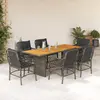 Image de vidaXL Ensemble à manger de jardin et coussins 7 pcs gris rotin