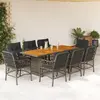 Image de vidaXL Ensemble à manger de jardin 9 pcs coussins gris résine tressée
