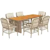 Image de vidaXL Ensemble à manger de jardin et coussins 7 pcs beige poly rotin