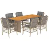 Image de vidaXL Ensemble à manger de jardin coussins 7 pcs mélange beige rotin