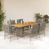 Image de vidaXL Ensemble à manger de jardin coussins 7 pcs mélange beige rotin