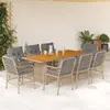 Image de vidaXL Ensemble à manger de jardin et coussins 9 pcs mélange beige