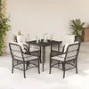 Image de vidaXL Ensemble à manger de jardin coussins 5pcs Noir Résine tressée