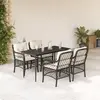 Image de vidaXL Ensemble à manger de jardin coussins 5pcs Noir Résine tressée