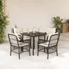 Image de vidaXL Ensemble à manger de jardin coussins 5pcs Noir Résine tressée