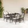 Image de vidaXL Ensemble à manger de jardin coussins 5pcs Noir Résine tressée