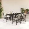 Image de vidaXL Ensemble à manger de jardin coussins 5pcs Noir Résine tressée