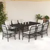 Image de vidaXL Ensemble à manger de jardin 9pcs coussins noir résine tressée