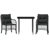 Image de vidaXL Ensemble de bistro 3 pcs avec coussins noir résine tressée