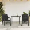 Image de vidaXL Ensemble de bistro 3 pcs avec coussins noir résine tressée