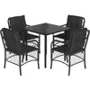 Image de vidaXL Ensemble à manger de jardin coussins 5pcs Noir Résine tressée