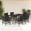 Image de vidaXL Ensemble à manger de jardin coussins 7pcs Noir Résine tressée