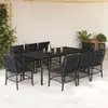 Image de vidaXL Ensemble à manger de jardin 9pcs coussins noir résine tressée