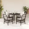 Image de vidaXL Ensemble à manger de jardin 5 pcs et coussins marron poly rotin