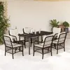 Image de vidaXL Ensemble à manger de jardin et coussins 7 pcs marron rotin