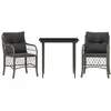 Image de vidaXL Ensemble de bistro 3 pcs avec coussins gris résine tressée