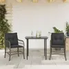 Image de vidaXL Ensemble de bistro 3 pcs avec coussins gris résine tressée