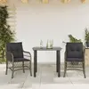 Image de vidaXL Ensemble de bistro 3 pcs avec coussins gris résine tressée