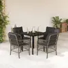 Image de vidaXL Ensemble à manger de jardin 5 pcs coussins gris résine tressée