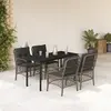 Image de vidaXL Ensemble à manger de jardin 5 pcs coussins gris résine tressée