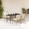 Image de vidaXL Ensemble à manger de jardin avec coussins 5pcs Beige poly rotin