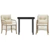 Image de vidaXL Ensemble de bistro 3 pcs avec coussins beige résine tressée