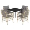 Image de vidaXL Ensemble à manger de jardin coussins 5 pcs mélange beige rotin