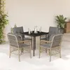 Image de vidaXL Ensemble à manger de jardin coussins 5 pcs mélange beige rotin
