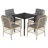 Image de vidaXL Ensemble à manger de jardin coussins 5 pcs mélange beige rotin