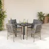Image de vidaXL Ensemble à manger de jardin coussins 5 pcs mélange beige rotin