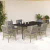 Image de vidaXL Ensemble à manger de jardin coussins 7 pcs mélange beige rotin