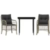 Image de vidaXL Ensemble de bistro 3 pcs et coussins gris clair résine tressée