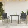 Image de vidaXL Ensemble de bistro 3 pcs et coussins gris clair résine tressée