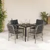 Image de vidaXL Ensemble à manger de jardin et coussins 5 pcs gris clair rotin